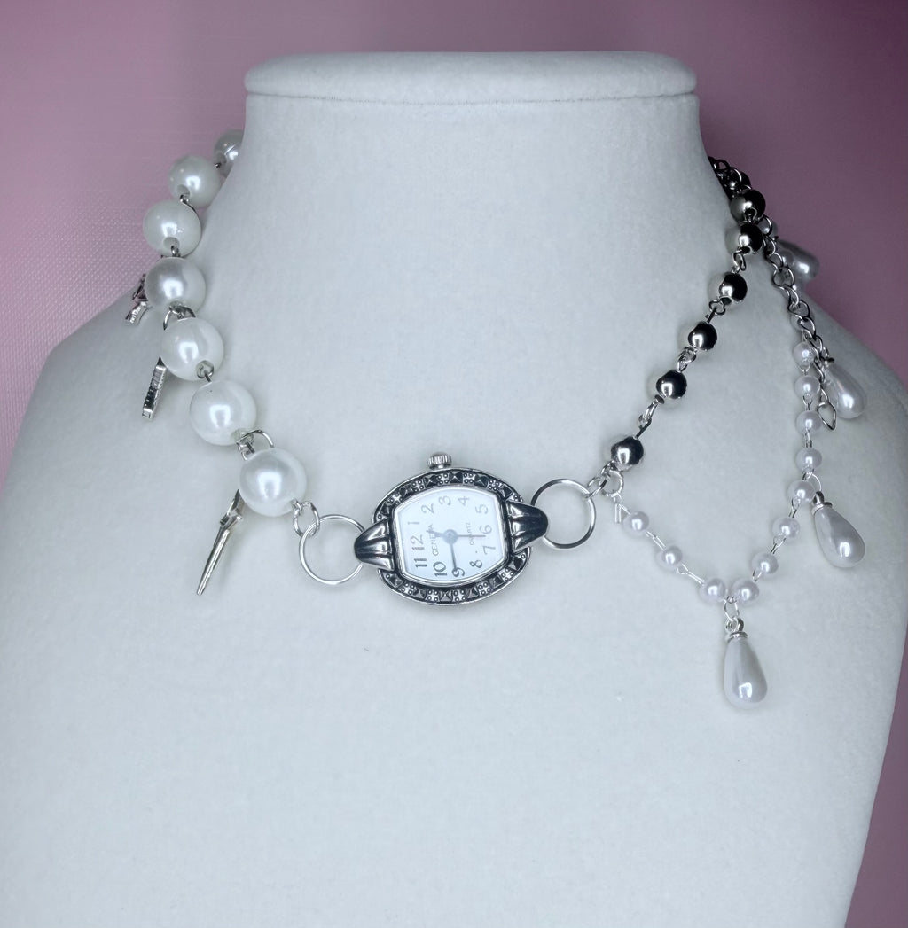 Y2K clock necklace