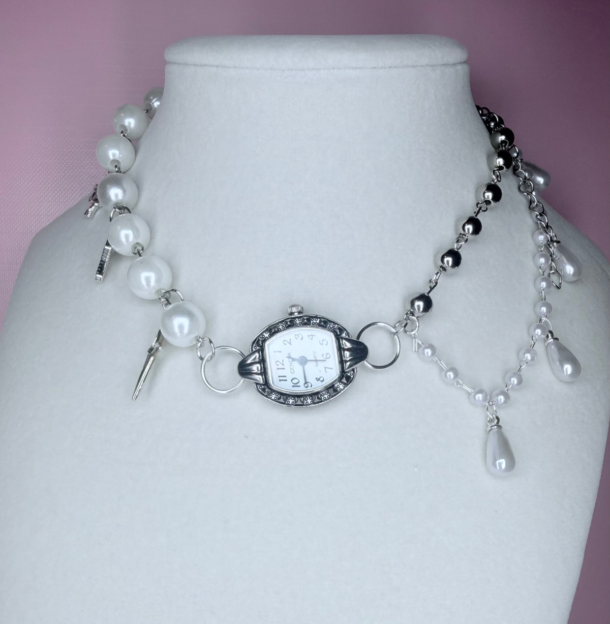Y2K clock necklace