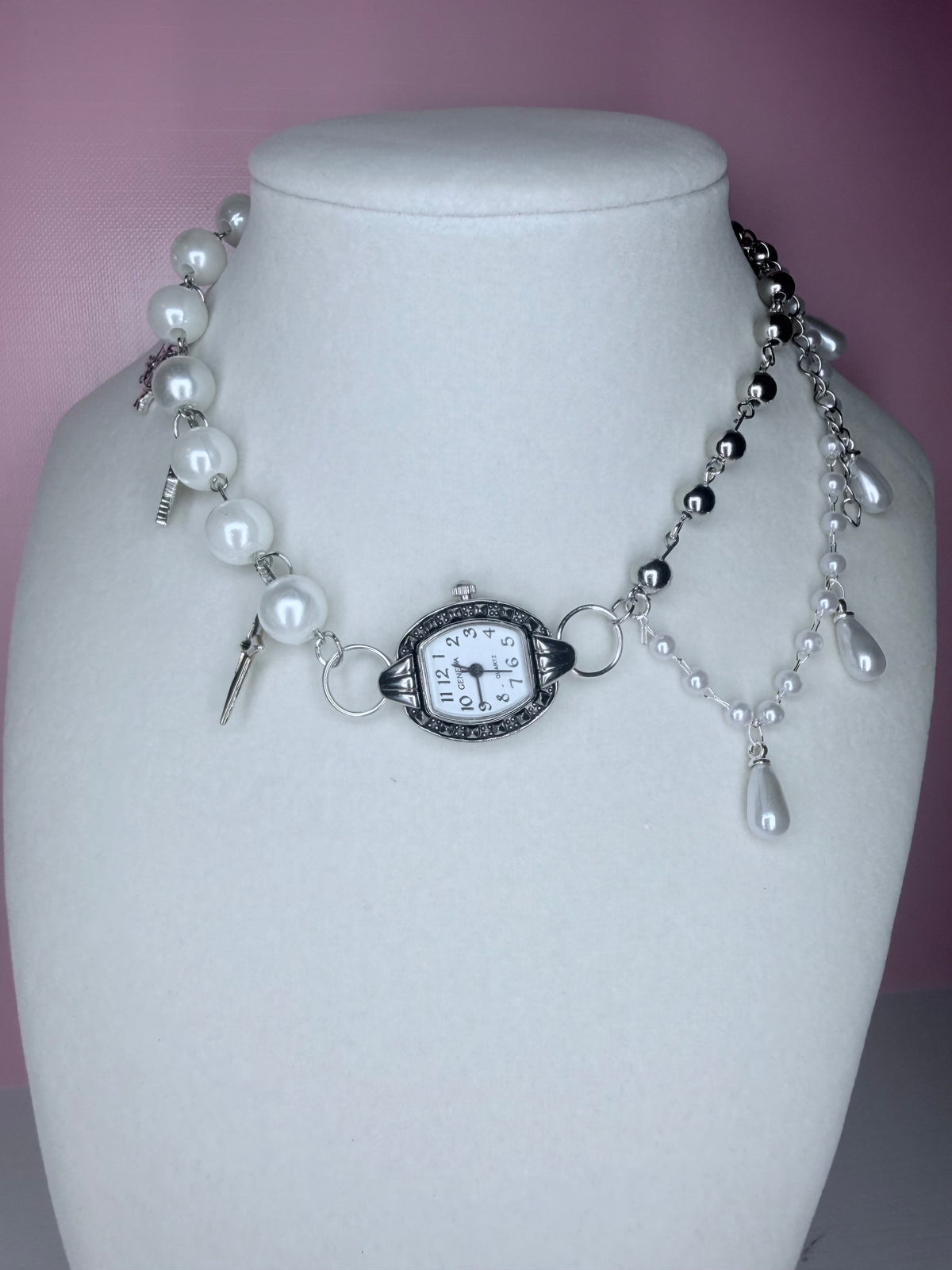 Y2K clock necklace