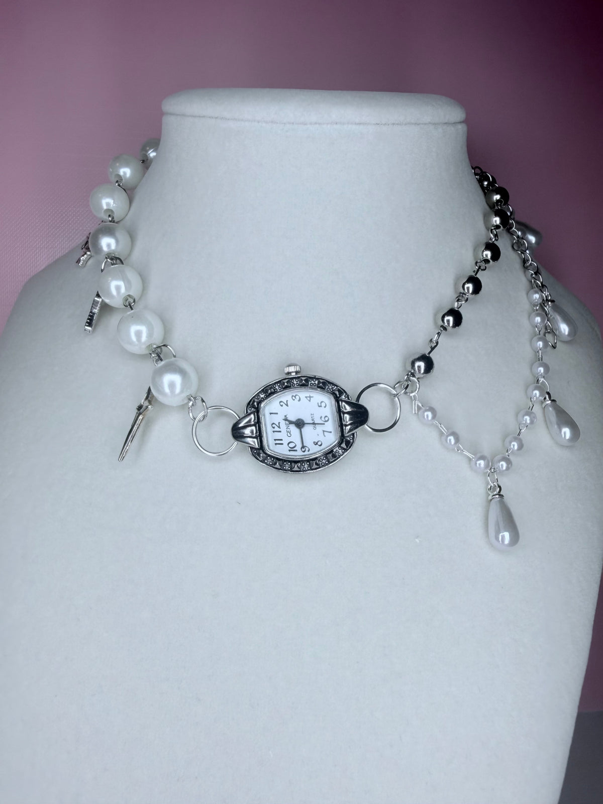 Y2K clock necklace