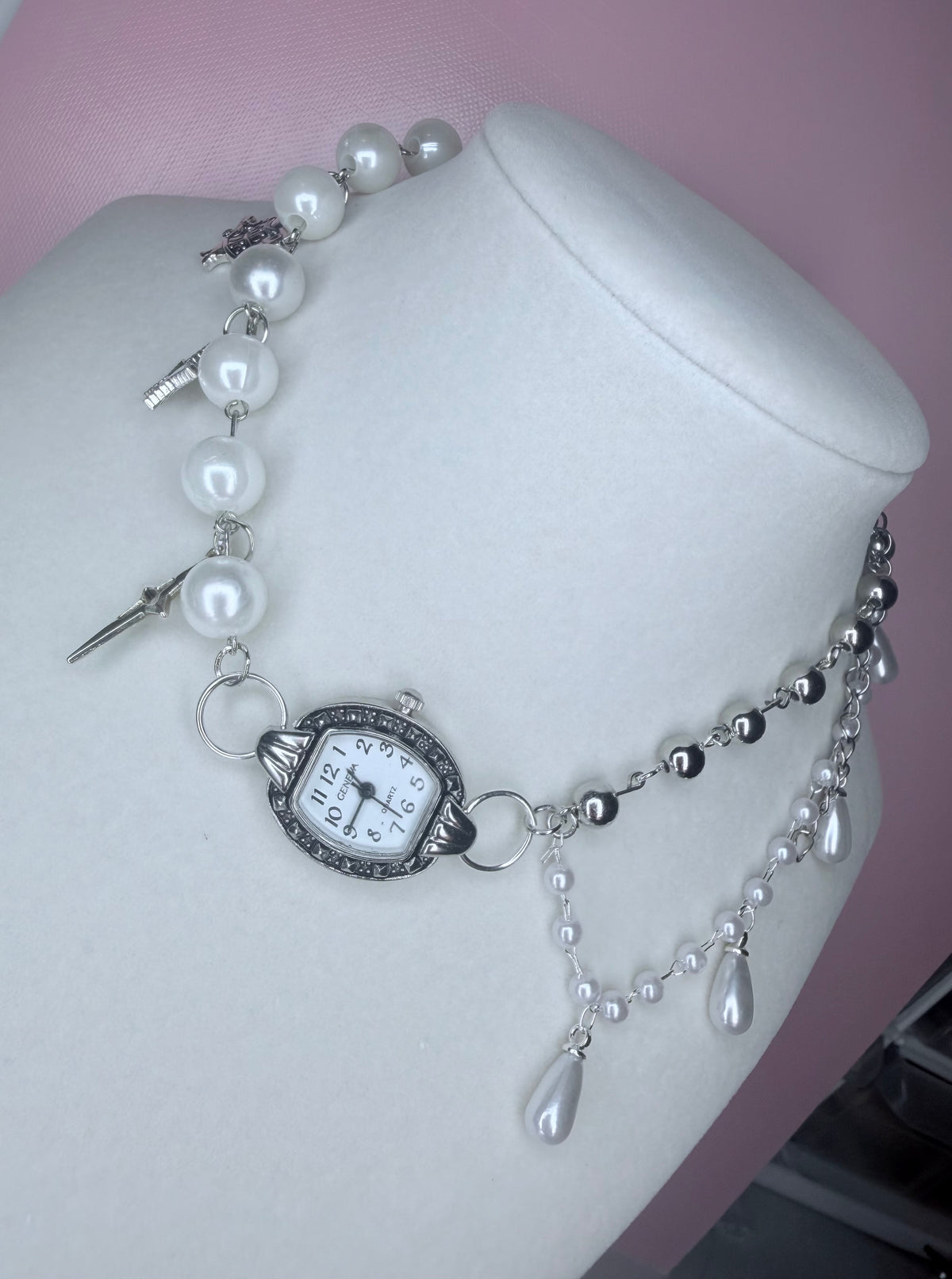 Y2K clock necklace